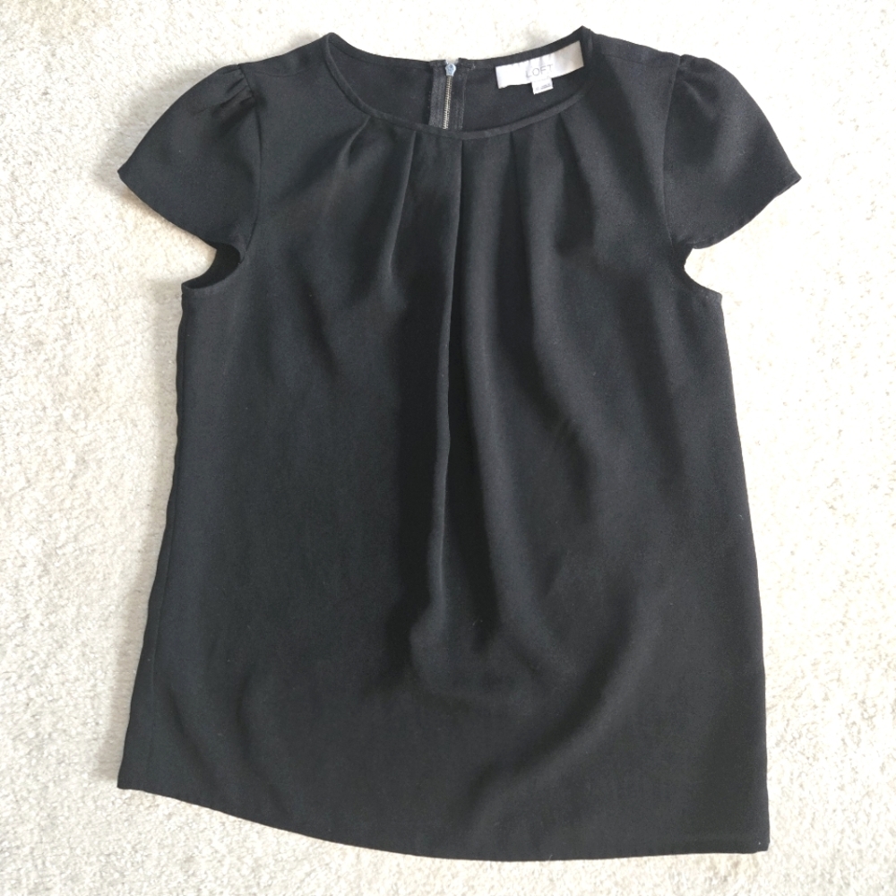 LOFT Black Crew Neck Blouse